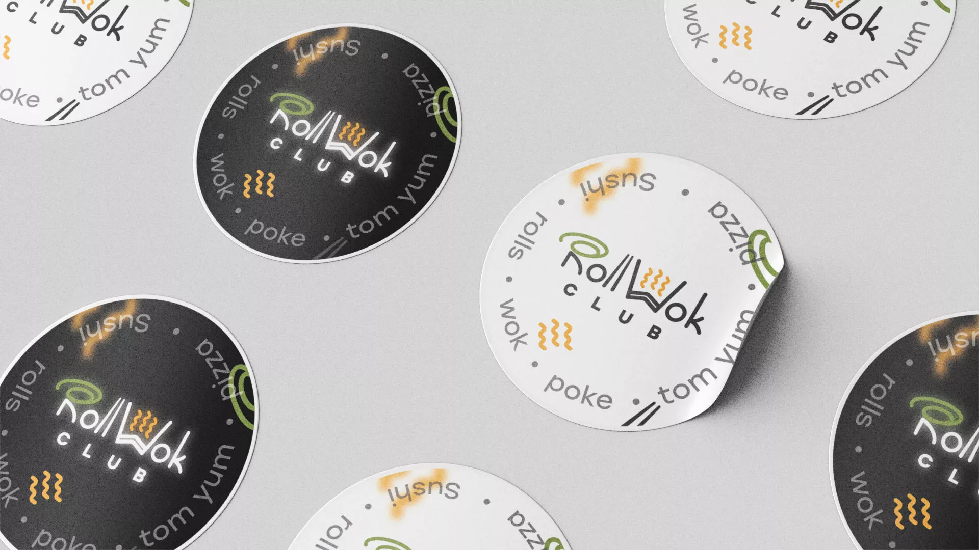 Разработка наклеек для суши-бара «Roll Wok Club» в Могоче